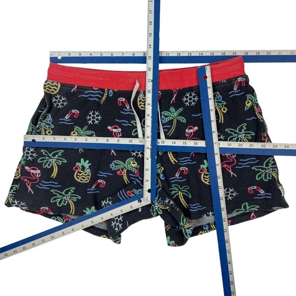 Chubbies Lounge The Candy Cane Lanes Shorts L Black Waffle Knit Tropical Holiday - Picture 4 of 12